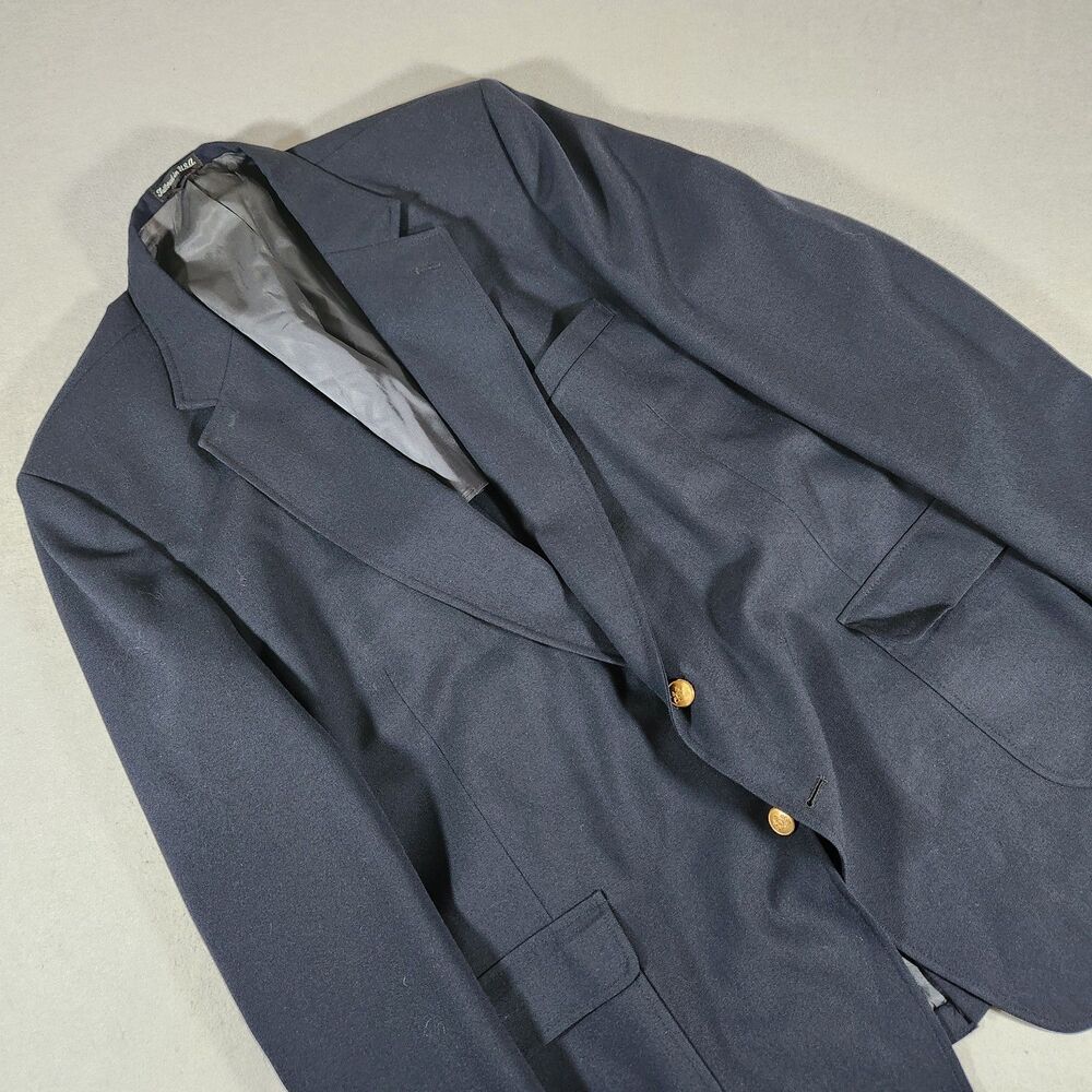Stafford Vintage Navy Blue Blazer Sport Coat Gold Buttons 50XL